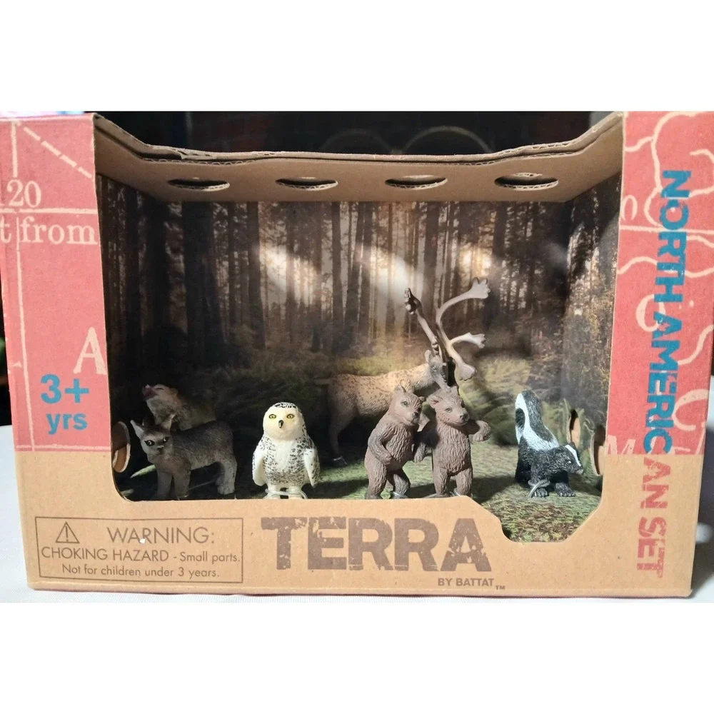 New Terra North American Wild Animals ‎ Forest Figures Play Set Toys Box